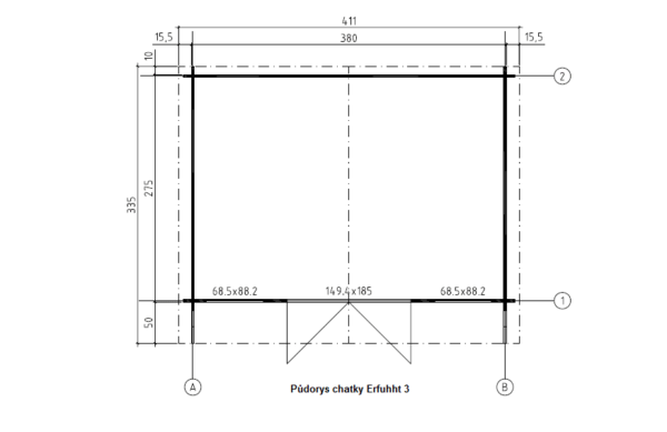 Půdorys zahradní chatky Erfuhrt 3