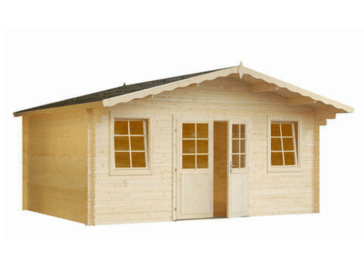 Srubový zahradní domek Erfurt se sedlovou střechou, dvoukřídlými dveřmi a okny