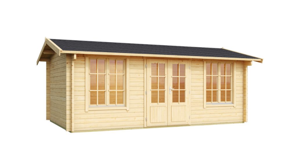 Dřevěný zahradní domek Pembrokeshire 53 ze světlého dřeva s velkými okny a dveřmi