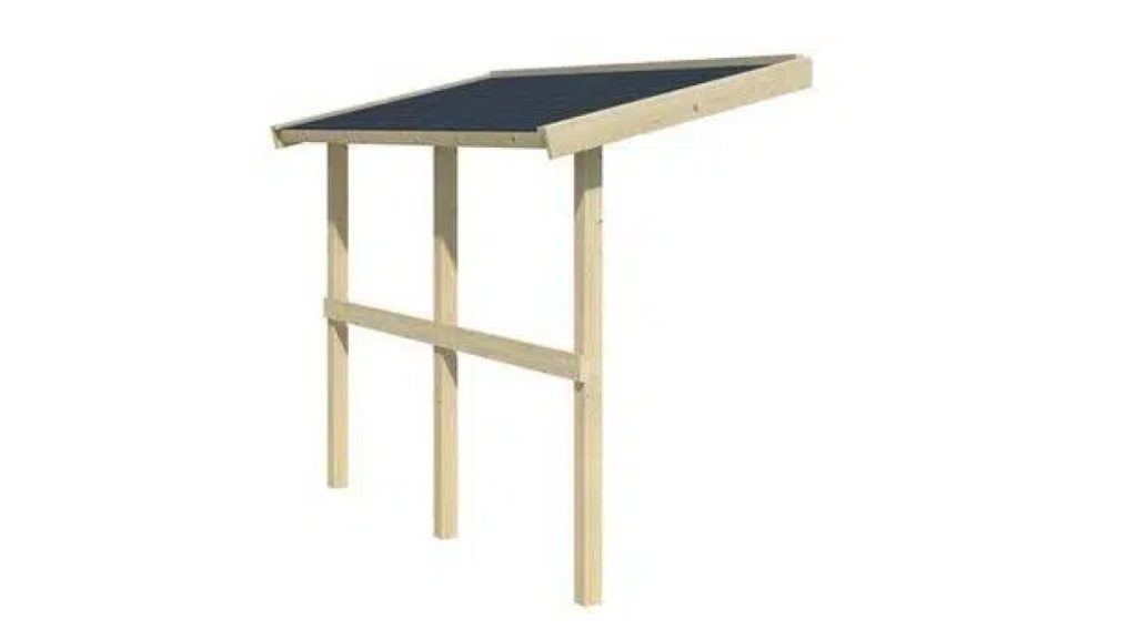 Zahradní přístřešek ze dřeva s černou střechou a otevřenou konstrukcí