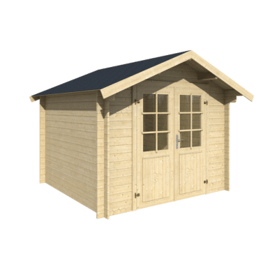Dřevěný zahradní domek na nářadí IDDA z světlého dřeva se skládanými dveřmi
