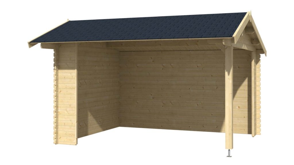 Dřevěný zahradní přístřešek Kirian 300 ze světlého dřeva s černou střechou