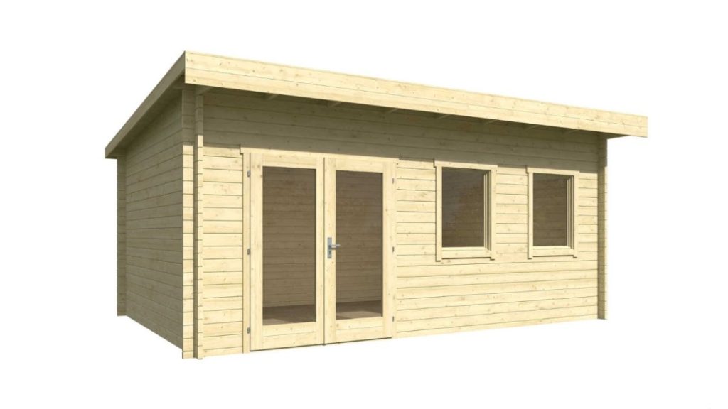 Zahradní dřevěný sklad Bordo 44 s rovnou střechou a velkými okny