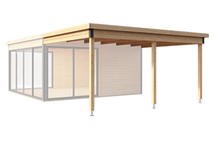 Moderní přístřešek pro zahradní domky s rovnou střechou – univerzální řešení