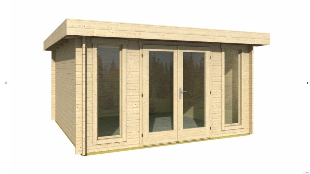 Zahradní domek Weser 4 s rovnou střechou a velkými prosklenými okny